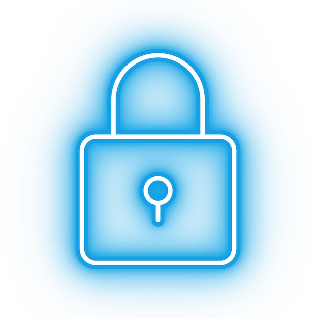 Neon blue lock icon